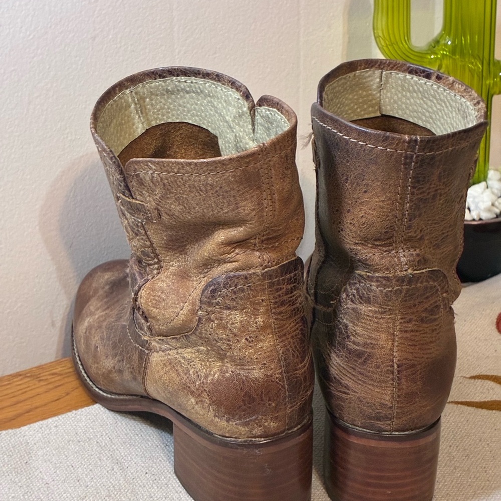 Distressed Brown Ankle Booties - Picture 3 of 8
